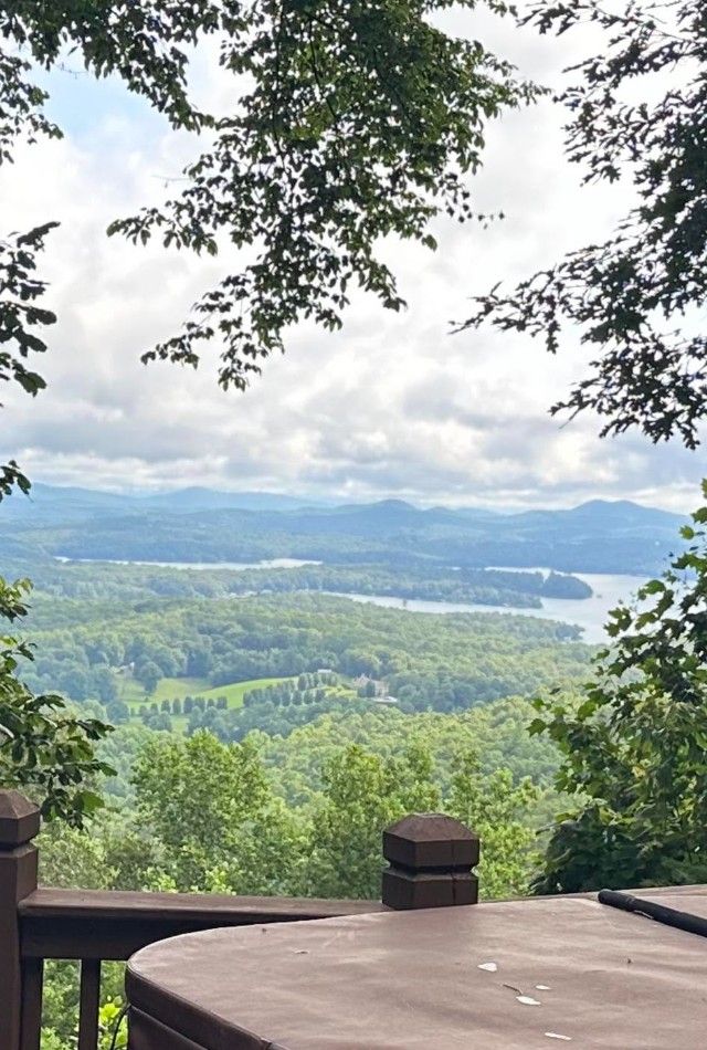 View of mountains and a lake from a customer's deck in the North Georgia mountains